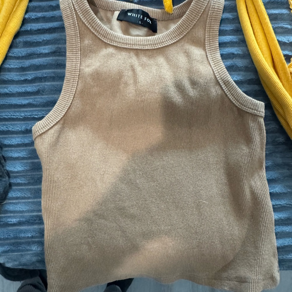 White Fox Boutique Tan Crop Top